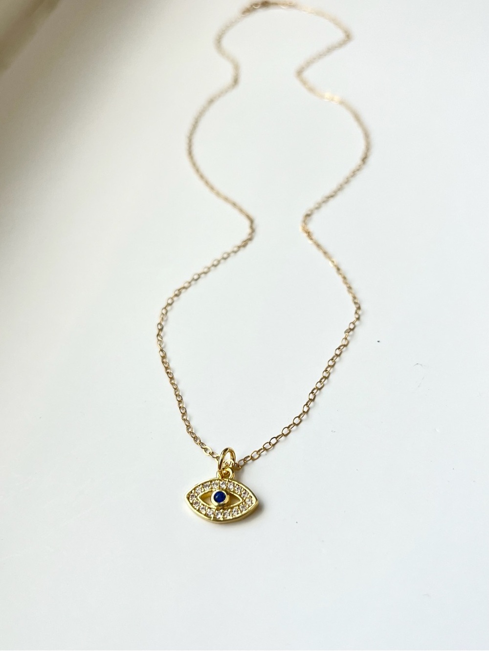 14K Gold Filled Chain Necklace with Blue Eye pendent
